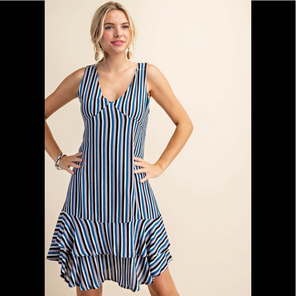 Kori Striped Flared Knit Dress, Small
